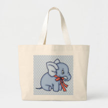 Elephant Toy Blue Canvas Bags