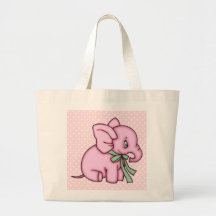 Elephant Toy Pink Canvas Bag