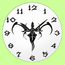 Elephant Tribal Tattoo - black and white wall clocks