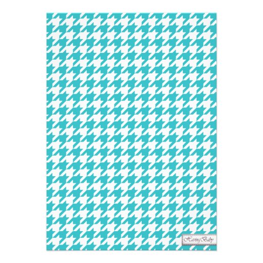 Elephant Turquoise & White Houndstooth Baby Shower Custom Invites