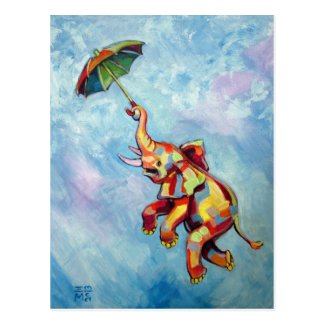 Elephant Umbrella Post Card