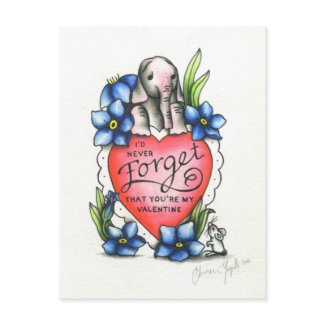 Elephant Valentine Postcard