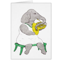 Elephant with French Horn Cards