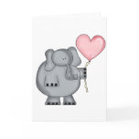 Elephant with Heart Balloon Cards