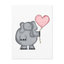 Elephant with Heart Balloon Postcard