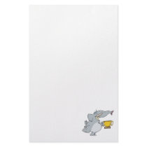 elephant with winner trophy cartoon custom stationery