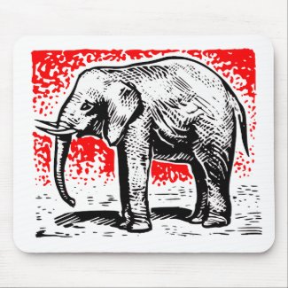 Elephant Woodcut mousepad