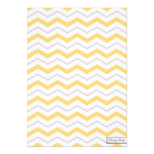 Elephant Yellow Gray Chevron Baby Shower Invite
