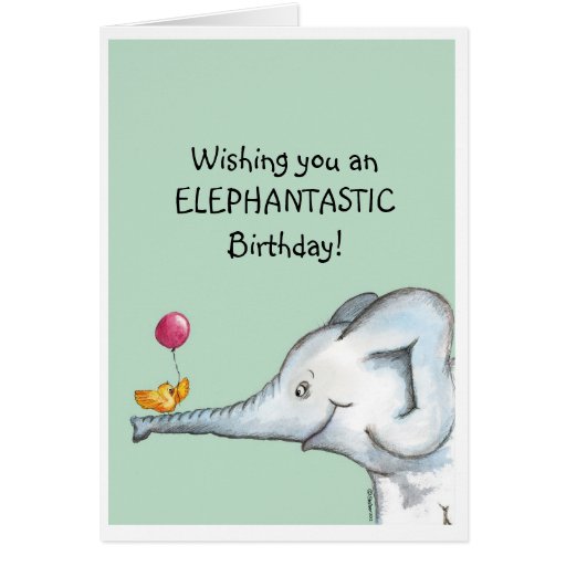 Elephantastic Birthday Wishes Greeting Card | Zazzle