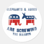Elephants and Asses are screwing the masses - Fade Sticker