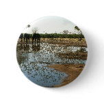 Elephants and Birds at a Waterhole Button
