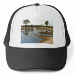 Elephants and Birds at a Waterhole Trucker Hats Elephants and Birds at a Waterhole Trucker Hats
