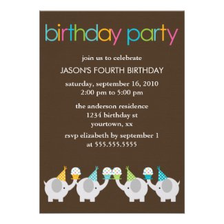 Elephants and Cupcakes Birthday Party Invitations