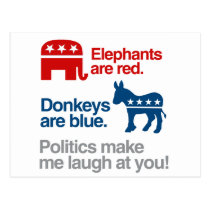 ELEPHANTS ARE RED. DONKEYS ARE BLUE. postcards