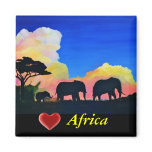 Elephants At Dusk magnets