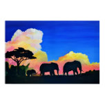 Elephants At Dusk posters