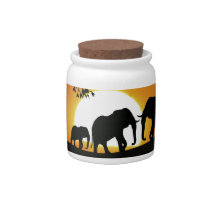 Elephants at sunset candy jar