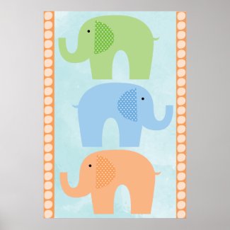 Elephants Baby Boy or Girl Nursery Poster