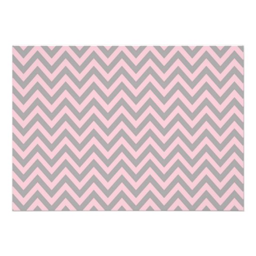 Elephants Baby Shower in Chevron Pink Personalized Announcements