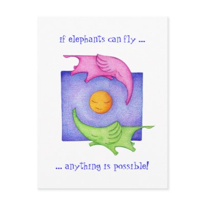 Elephants Can Fly! Postcard by floatinglemons