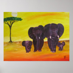 ELEPHANTS FAMILY Print print