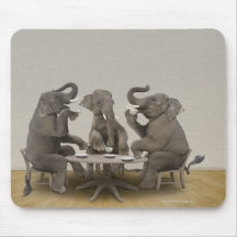 Elephants having tea party mousepad