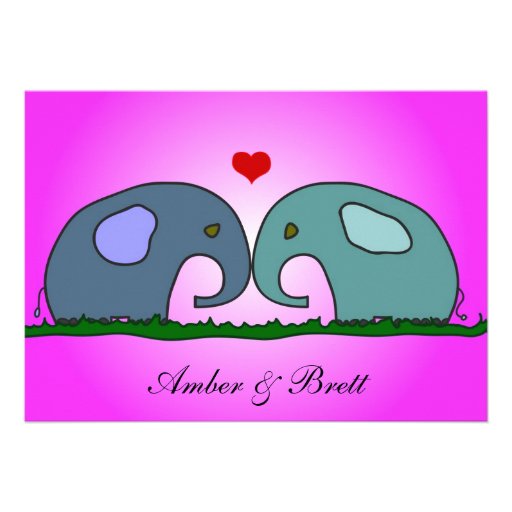 'Elephants in love' wedding invitation