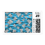 Elephants light blue zebra stripes postage stamps