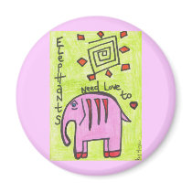 Elephants need love too ROUND MAGNET