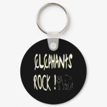 Elephants Rock! Keychain by TShirtDotCom Elephants Rock! Keychain