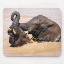 Elephants water world mouse pad