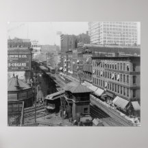 Elevated railroad Wabash Avenue Chicago Illinois Print