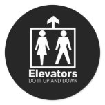 elevators do it up and down round sticker