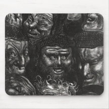 Eleven grotesque faces mouse pads