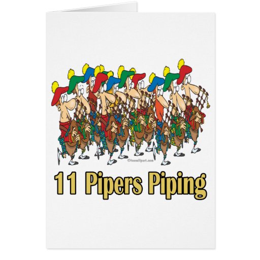 eleven pipers piping  11th day of christmas cards