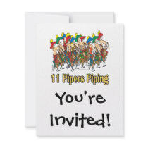 eleven pipers piping  11th day of christmas custom announcements
