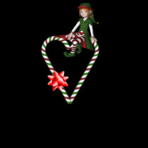 Elf Candy Cane Heart Christmas Holiday Kids Shirt