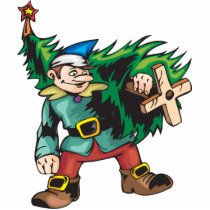 Elf Carrying Christmas Tree Photo Sculpture