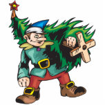 Elf Carrying Christmas Tree Photo Sculpture