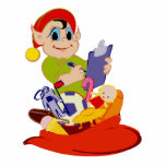 elf checking off list of toys in bag acrylic cut out
