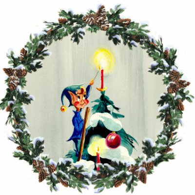 ELF LIGHTING CANDLE & WREATH by SHARON SHARPE Cut Outs by sharonsharpe