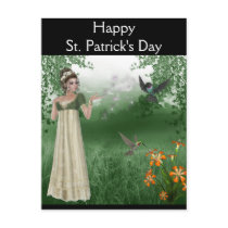 Elf Magic in Grass Field with Hummingbirds postcards
