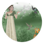 Elf Magic in Grass Field with Hummingbirds Stickers