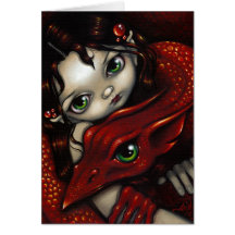 "Elf Maiden and Her Dragon" Greeting Card