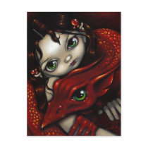 "Elf Maiden and Her Dragon" Postcard by strangeling "Elf Maiden and Her Dragon" Postcard