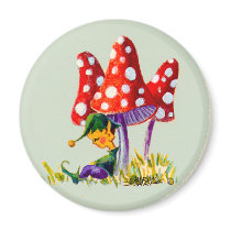 ELF & MUSHROOM by SHARON SHARPE magnets