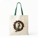 Elf On Wreath Christmas Holiday Tote Bag by SmilinEyesTreasures Elf On Wreath Christmas Holiday Tote Bag