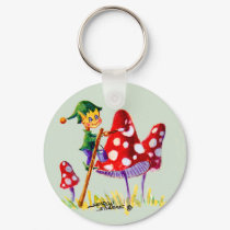 ELF PAINTIN MUSHROOM by SHARON SHARPE keychains