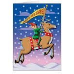 Elf Riding Deer Holiday Card