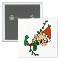 elf swinging on lights 2 inch square button